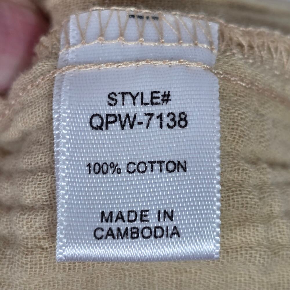 Zenana Wide-Leg Cotton Gauze Pants in Beige Women's size Large NEW - Picture 7 of 7